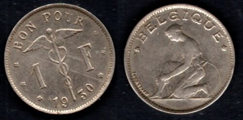 1 franc 1930 belgique : 2 pièces : 1 € pièce