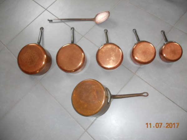 Vente 5 casseroles en cuivre étamé
