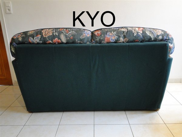 Canapé fixe 2 à 3 places, accoudoirs, 165 cm, vert pas cher