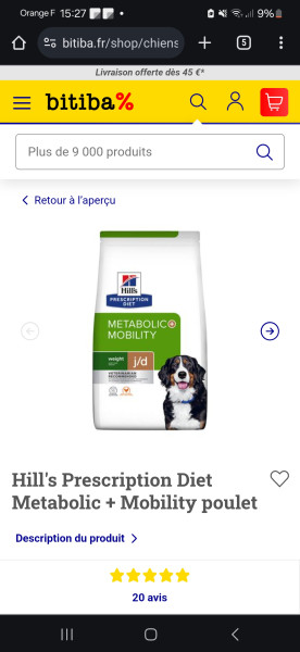Croquette chien hill's prescription diet metabolic