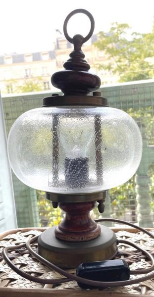 Vente Lampe ancienne ronde - verre aspect gouttes d'eau