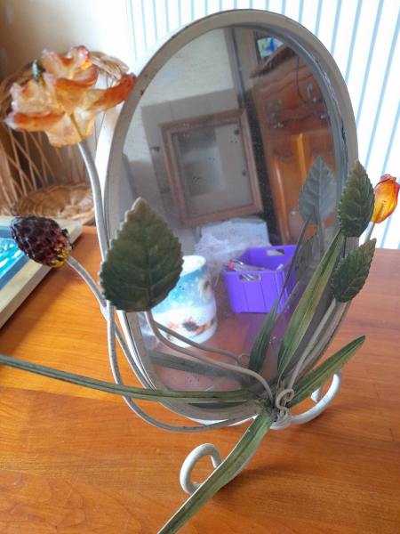 Vente Petit miroir de table fer forgé - deco floral