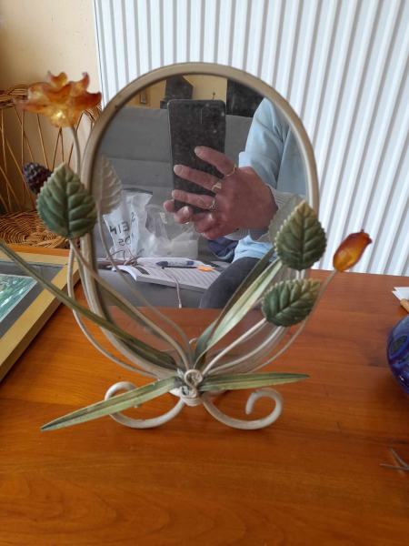Petit miroir de table fer forgé - deco floral