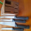Porte couteau de cuisine en bois avec 4 couteaux occasion