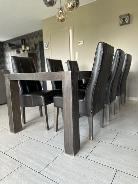 Table / 6 chaises cuir et table basse