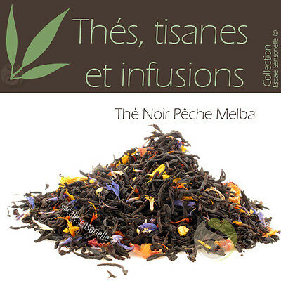 Vente thé noir pêche melba 100g thé infusion tisane