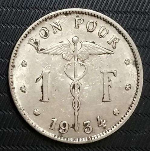 Vente 1 franc 1934 belgique : 8 pièces : 1 € pièces