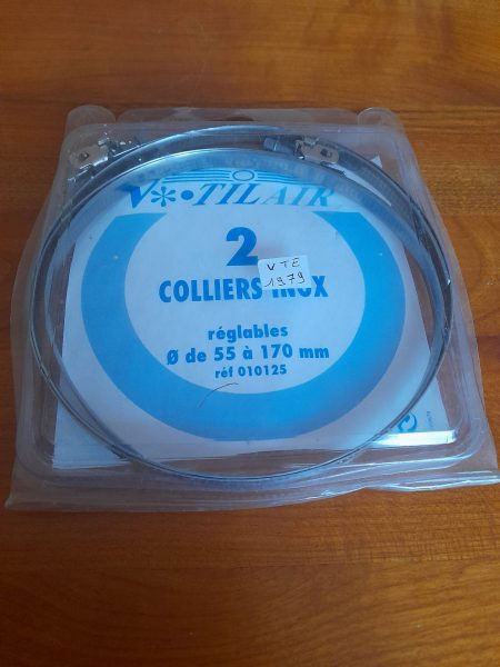 1 paquet de 2 colliers inox réglable 55 à 170 mm