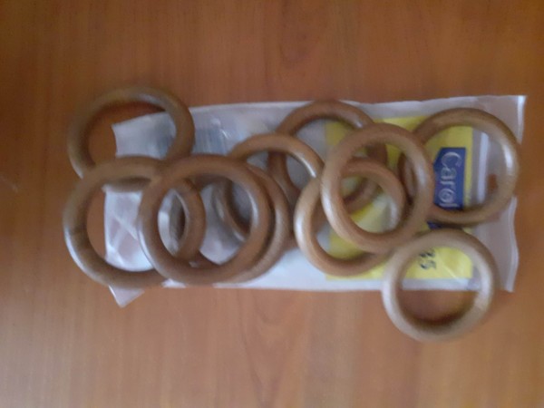 Vente 10 anneaux de rideaux en bois marron 35 mm neufs