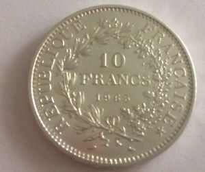 Vente 10 francs argent hercule piefort 1965