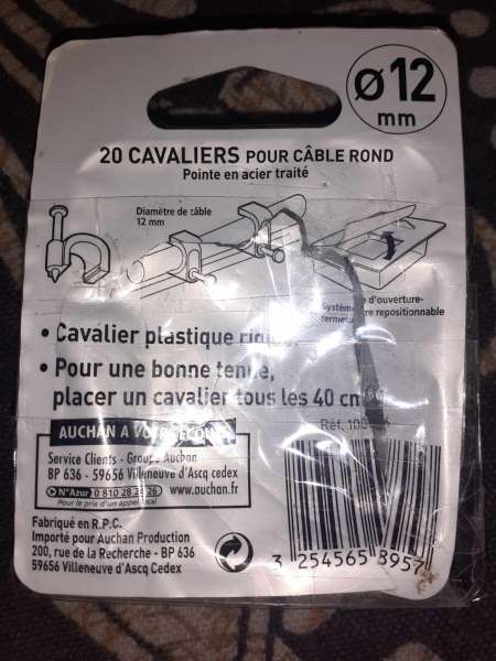 Vente 12 cavaliers pour cable rond  diamètre 12 mm