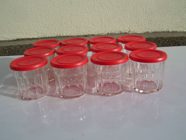 12 pots à confiture en verre épais à facettes avec