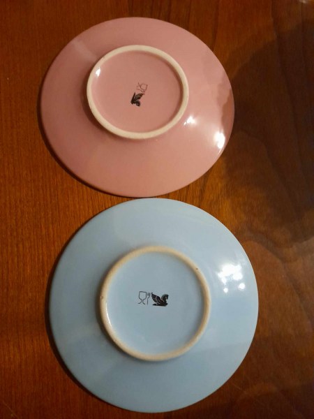 2 sous tasses couleurs pastels et liseret doré pas cher