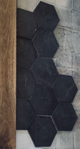 Vente 25m² carrelage hexagonal céramique gris foncé