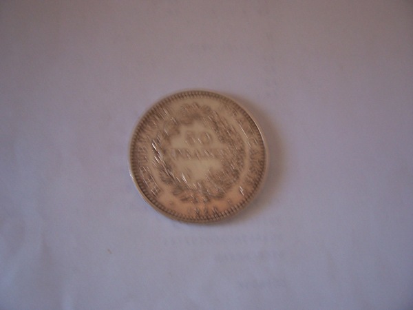 Vente 3 pièces de 50 francs en argent de 1976 et 1978