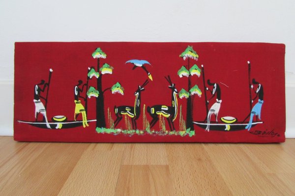 Annonce 4 cadres color&eacute;s, th&egrave;me afrique, sign&eacute;s