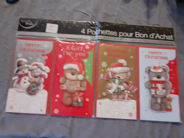 4 pochettes pour bon d'achat,chèque cadeau