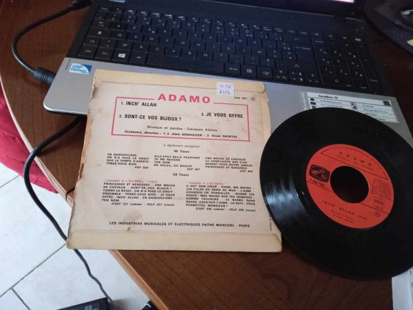 Vente 45 t  " adamo " inch'allah