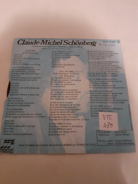 Vente 45 t  " claude michel schonberg"