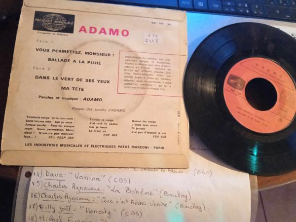 Vente 45t " adamo "