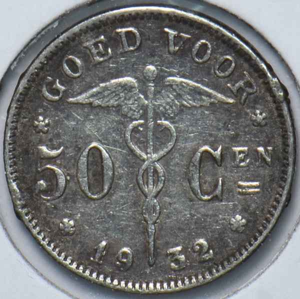 Annonce 50 cents 1932 belgique : 6 pièces : 3 € pièce