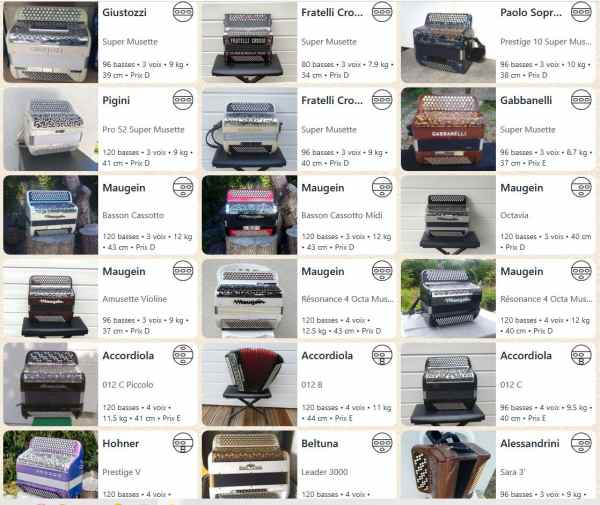 Vente Accord&eacute;ons toutes marques neufs et occasions