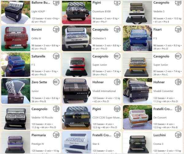 Accord&eacute;ons toutes marques neufs et occasions pas cher