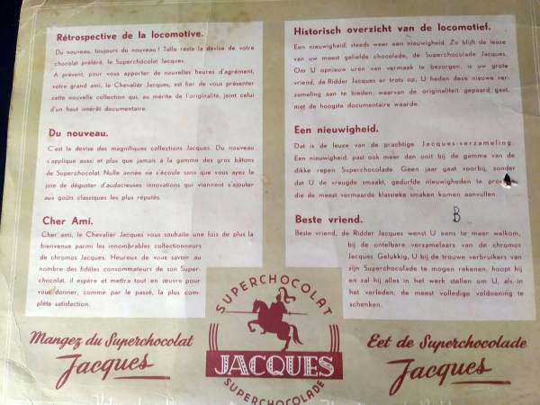 Album chromos trains chocolat jacques pas cher