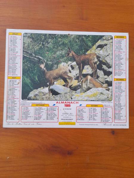 Annonce Almanach du facteur 1989 - la poste