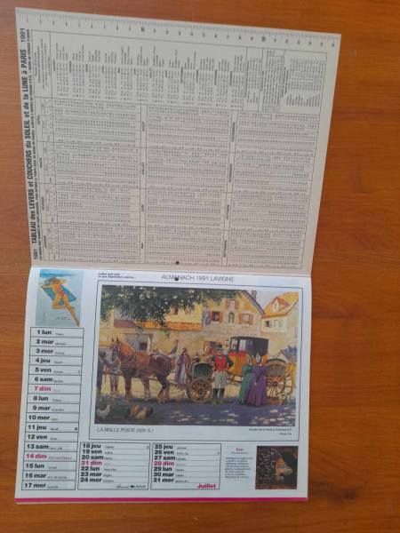 Annonce Almanach du facteur 1991 - la poste