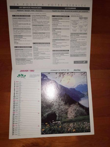 Annonce Almanach du facteur 1992 - la poste