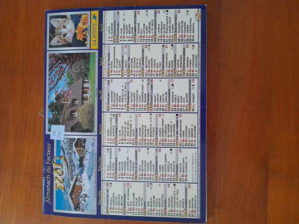 Annonce Almanach du facteur 2001 - la poste