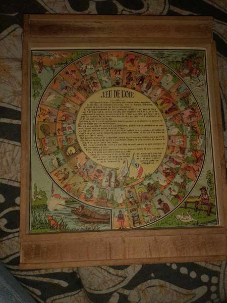 Vente Ancien jeu de dames et oies en bois - double face