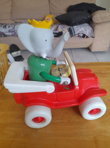 Ancien jouet &agrave; tirer babar educalux pas cher