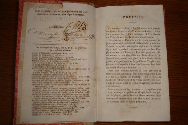 Ancien livre d'arithm&eacute;tique d&eacute;cimale 1865 pas cher