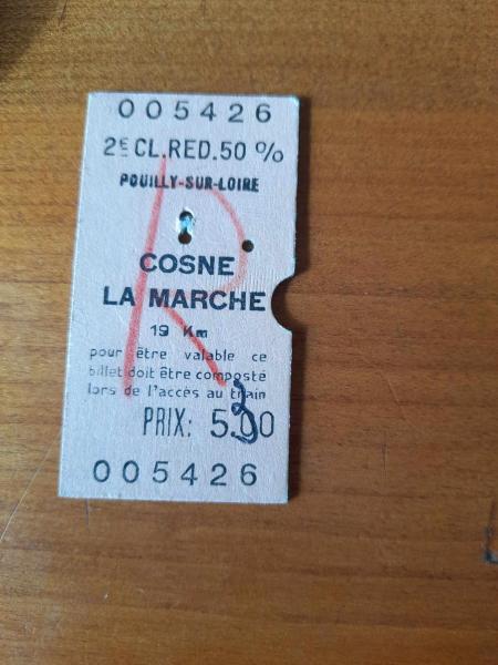 Ancien ticket sncf pouilly sur loire - cosne