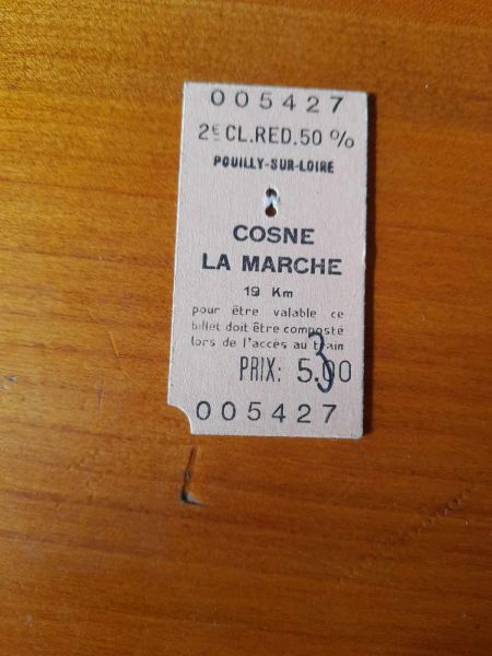 Ancien ticket sncf pouilly sur loire - cosne pas cher