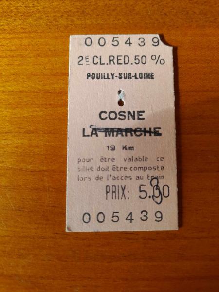 Ancien ticket sncf pouilly sur loire - cosne