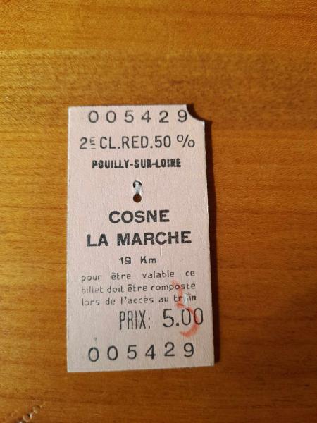 Vente Ancien ticket sncf pouilly sur loire - cosne