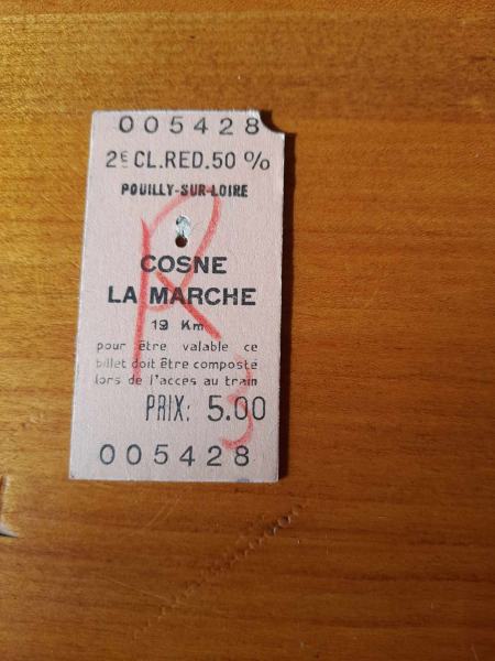 Ancien ticket sncf pouilly sur loire - cosne pas cher
