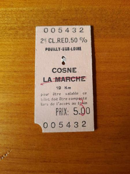 Annonce Ancien ticket sncf pouilly sur loire - cosne