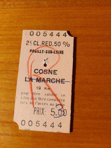 Ancien ticket sncf pouilly sur loire - cosne