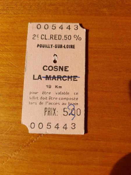 Vente Ancien ticket sncf pouilly sur loire - cosne