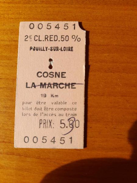 Vente Ancien ticket sncf pouilly sur loire - cosne