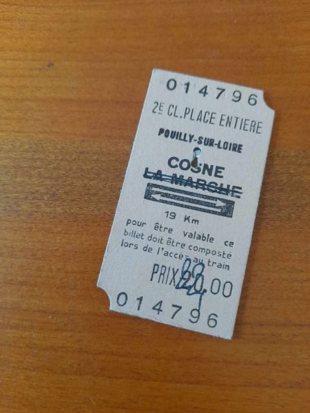 Vente Ancien ticket sncf pouilly sur loire - cosne