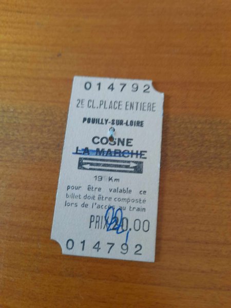 Annonce Ancien ticket sncf pouilly sur loire - cosne