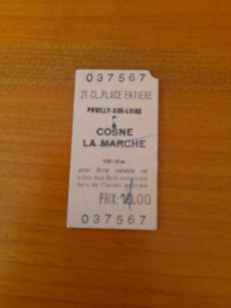 Ancien ticket sncf pouilly sur loire - cosne