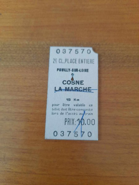 Vente Ancien ticket sncf pouilly sur loire - cosne