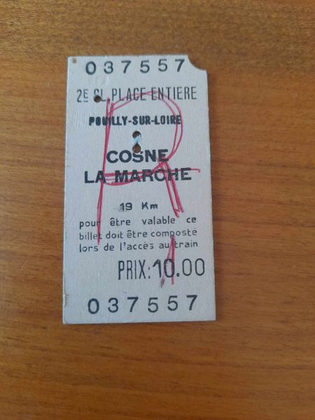Annonce Ancien ticket sncf pouilly sur loire - cosne