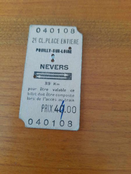 Vente Ancien ticket sncf pouilly sur loire - nevers